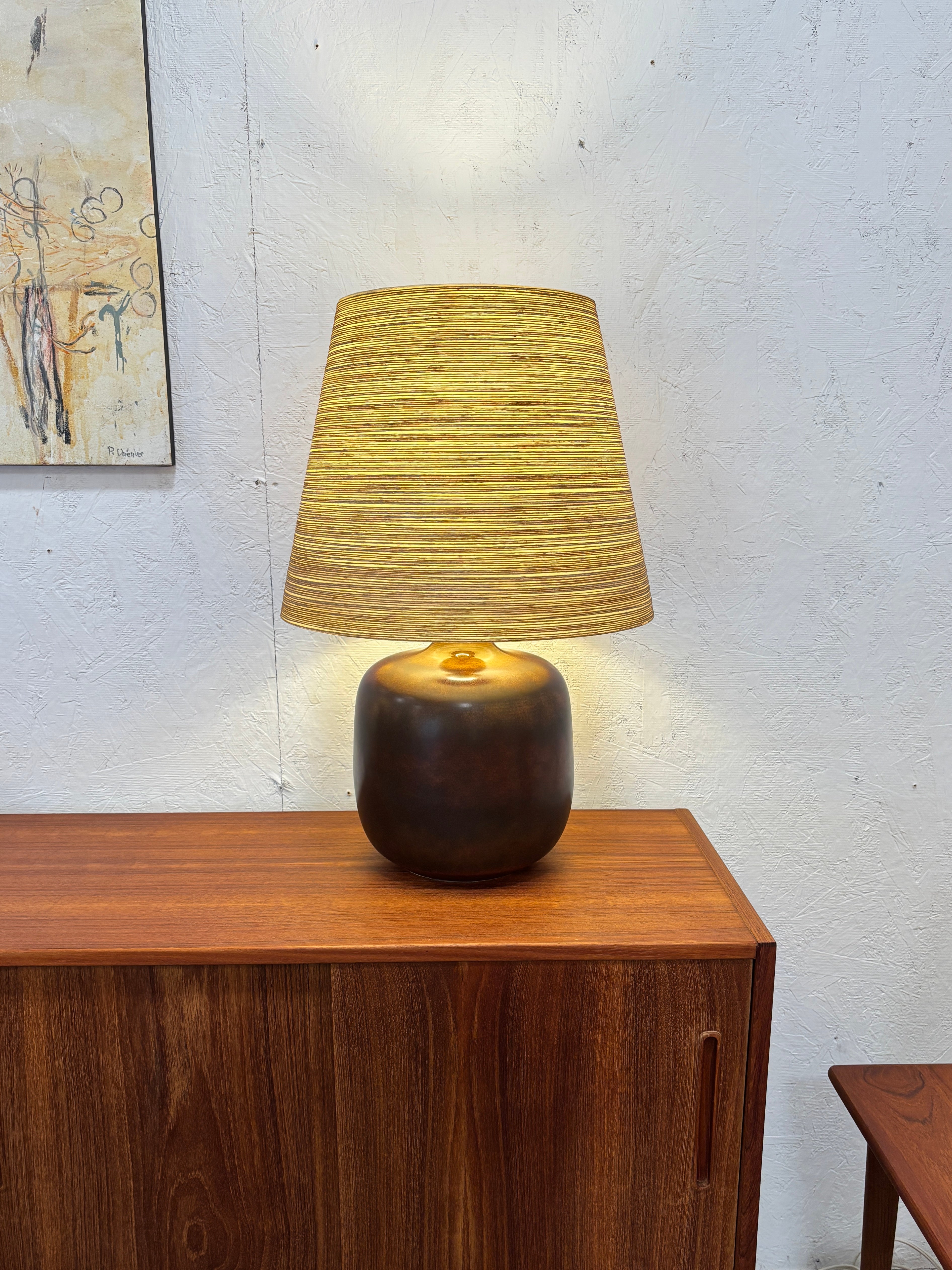 Lampe de table vintage modèle 1300 (2) par Lotte et Gunnar Bostlund en céramique, Canada circa 70
