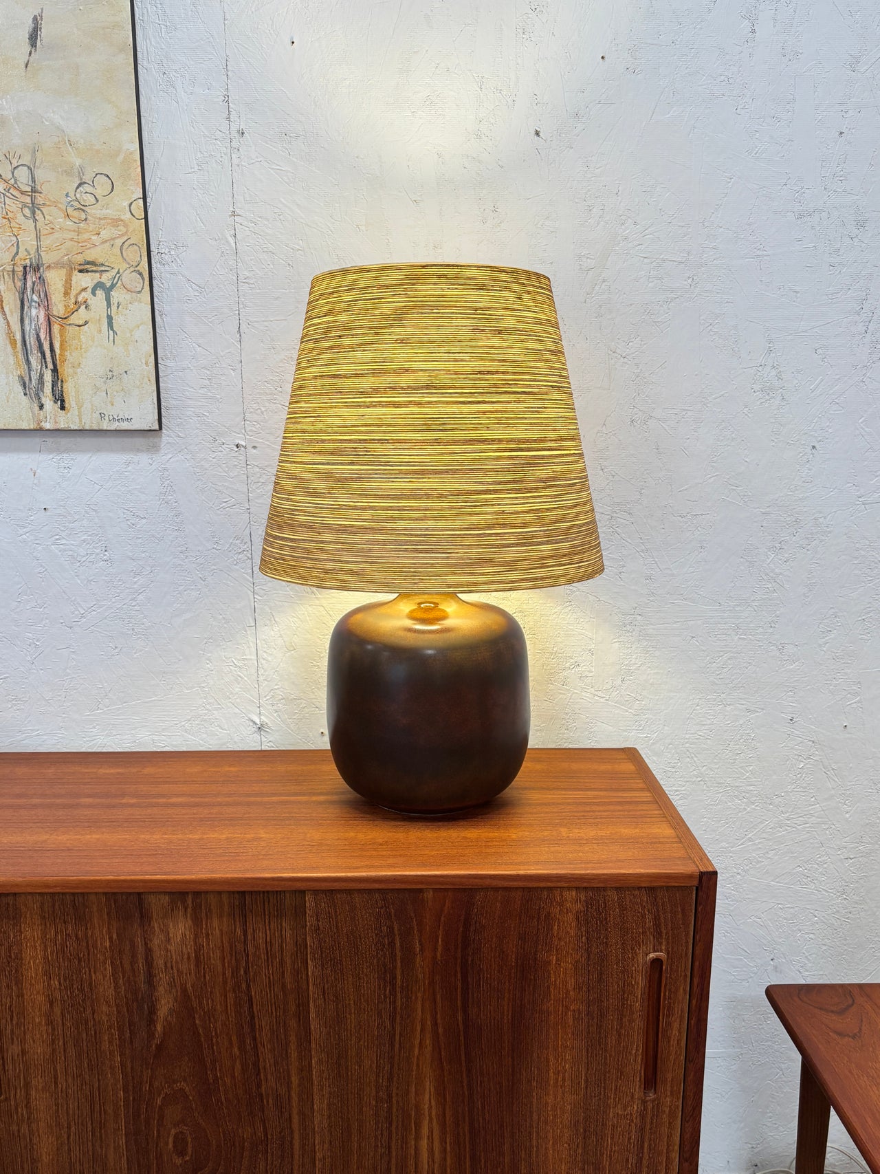 Lampe de table vintage modèle 1300 (2) par Lotte et Gunnar Bostlund en céramique, Canada circa 70