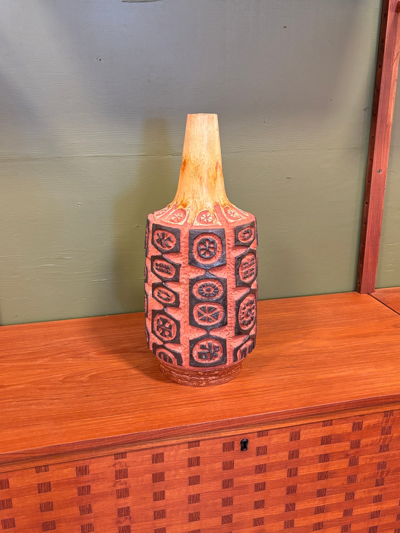 Vase en poterie Lava par Jiri Georges Lauda pour Norwood Pannier, Montréal circa 60