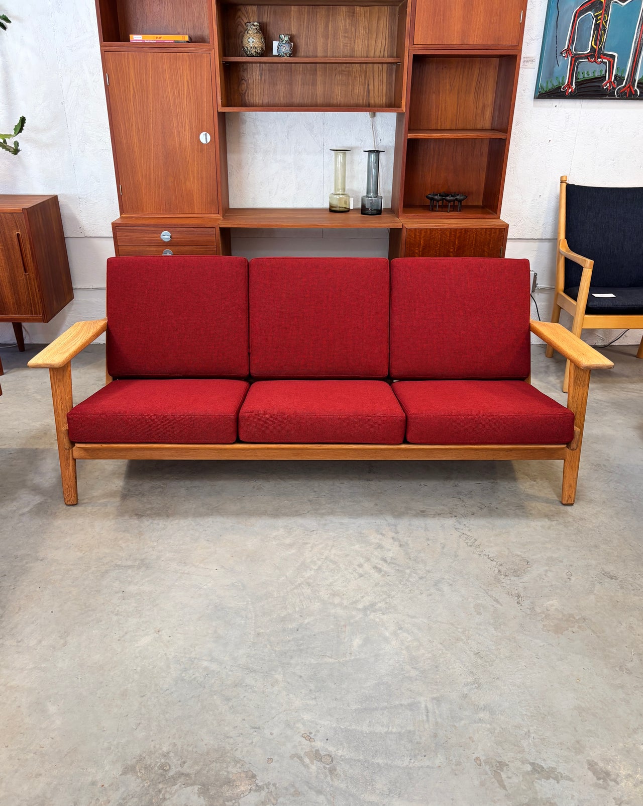 Sofa modèle GE 290/3 en chêne par Hans J. Wegner pour Getama, Danemark circa 50