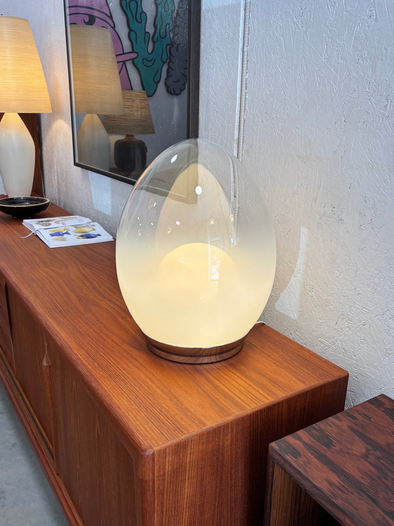 Lampe de table oeuf par Giorgio Reggiori pour Goffredo Reggiani, Italie circa 60