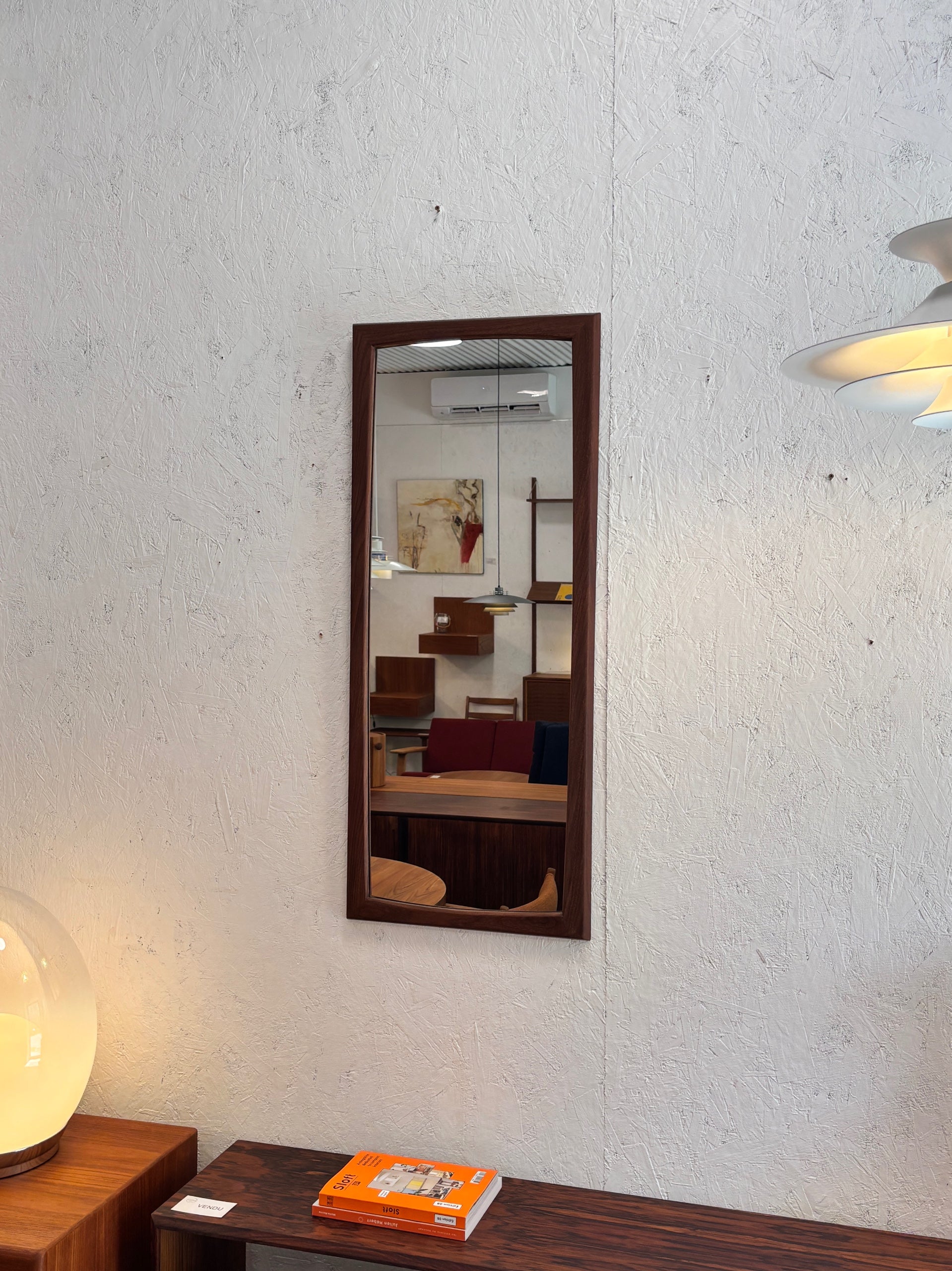 Miroir mid century scandinave en teck, circa 60