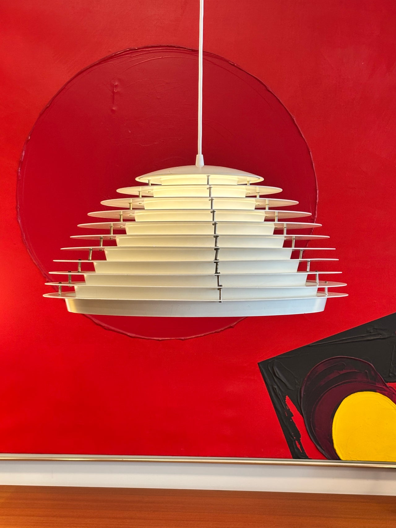Suspension moderne modèle Hekla par Jon Olafsson & Pétur B. Luthersson pour Fog & Mørup, Danemark 1965
