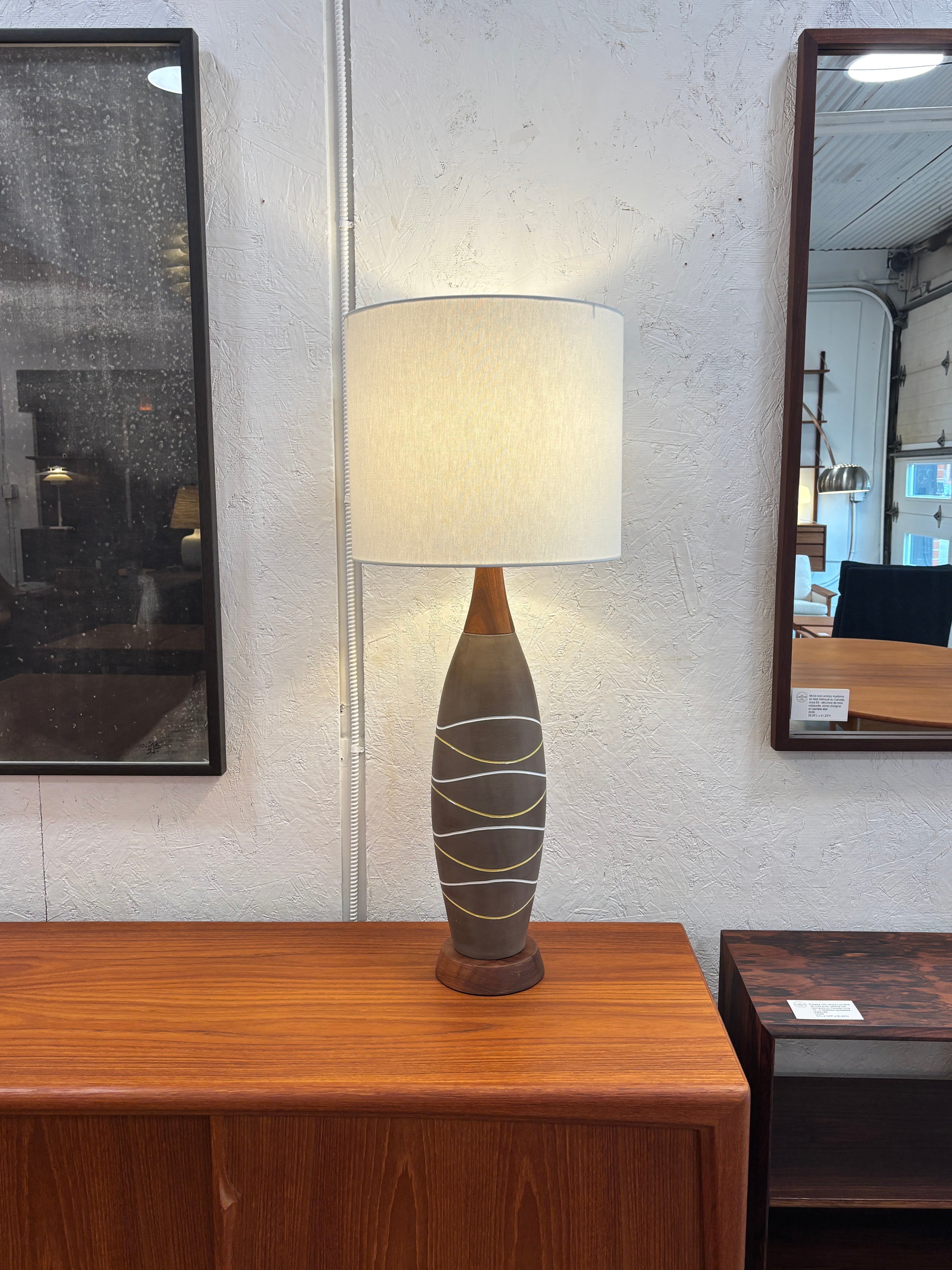 Lampe de table en céramique par Hjördis Oldfors pour Upsala Ekeby, Suède circa 60
