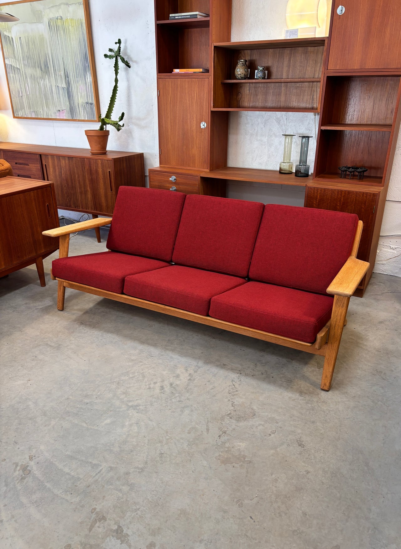 Sofa modèle GE 290/3 en chêne par Hans J. Wegner pour Getama, Danemark circa 50