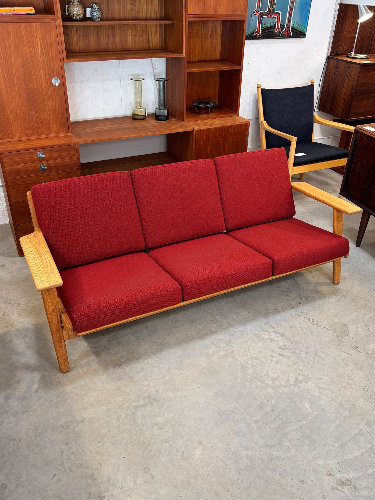 Sofa modèle GE 290/3 en chêne par Hans J. Wegner pour Getama, Danemark circa 50