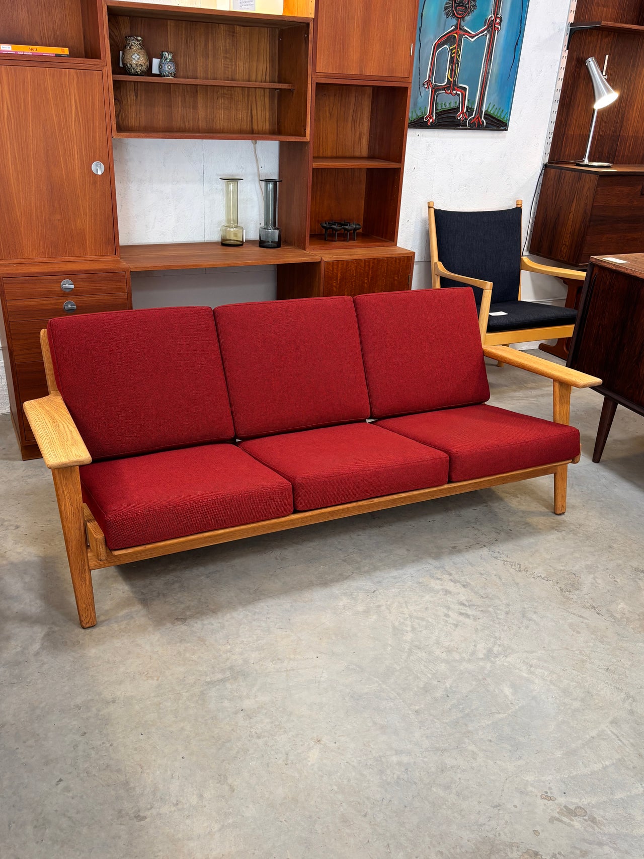 Sofa modèle GE 290/3 en chêne par Hans J. Wegner pour Getama, Danemark circa 50