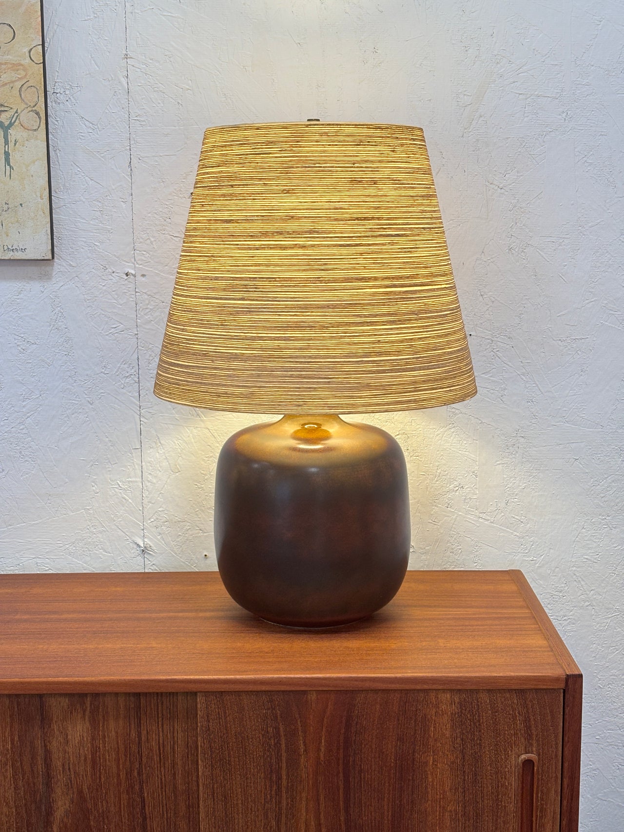 Lampe de table vintage modèle 1300 (2) par Lotte et Gunnar Bostlund en céramique, Canada circa 70