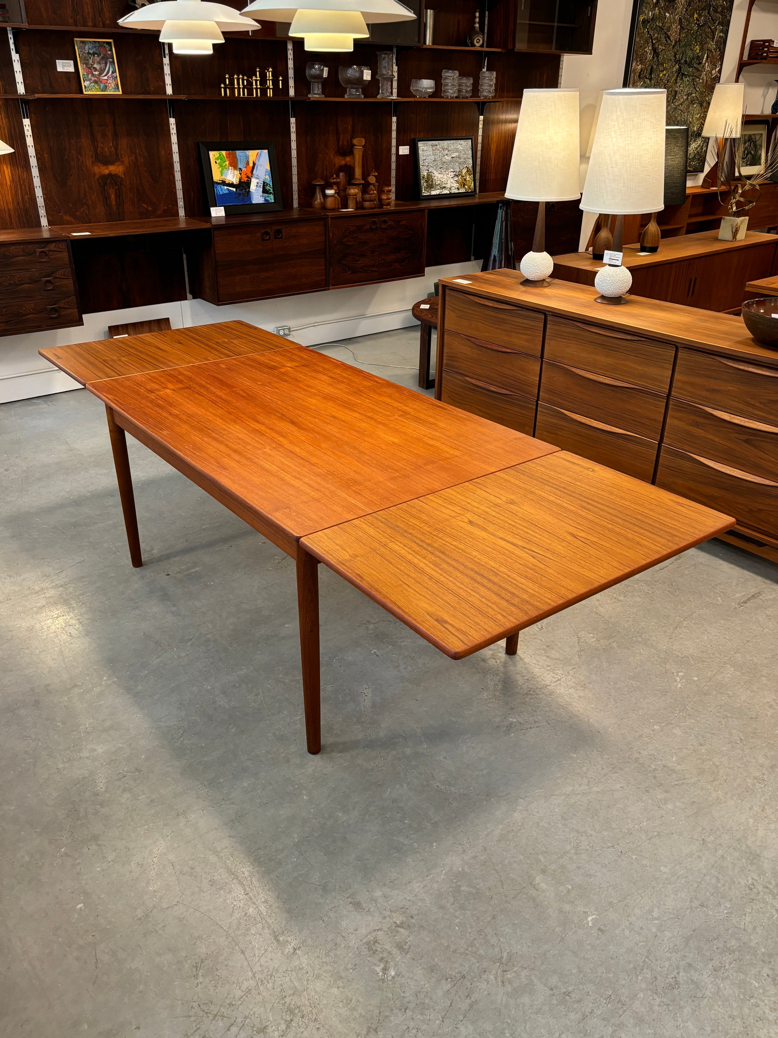 Rare table diner vintage en teck mod le at 316 par hans j wegner